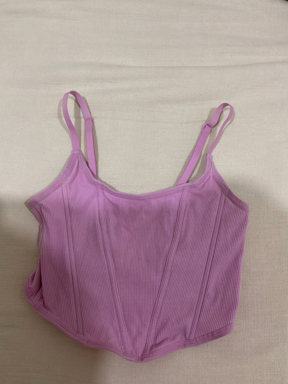 Lilac Ribbed Corset-Style Cami